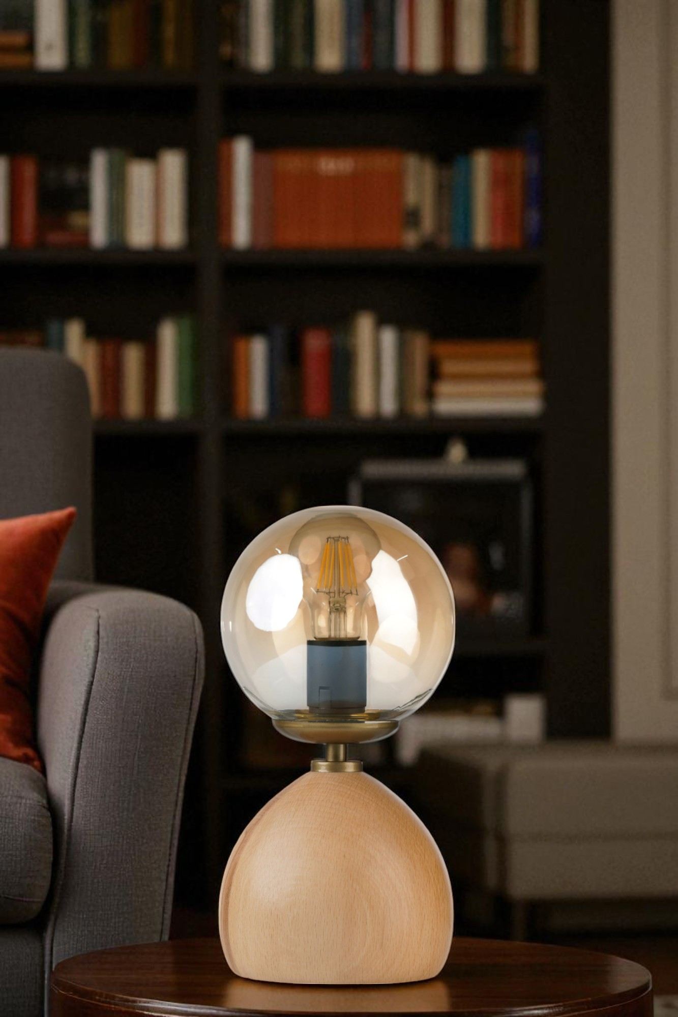 Stolna Lampa 767, Med, Crna, Hrast