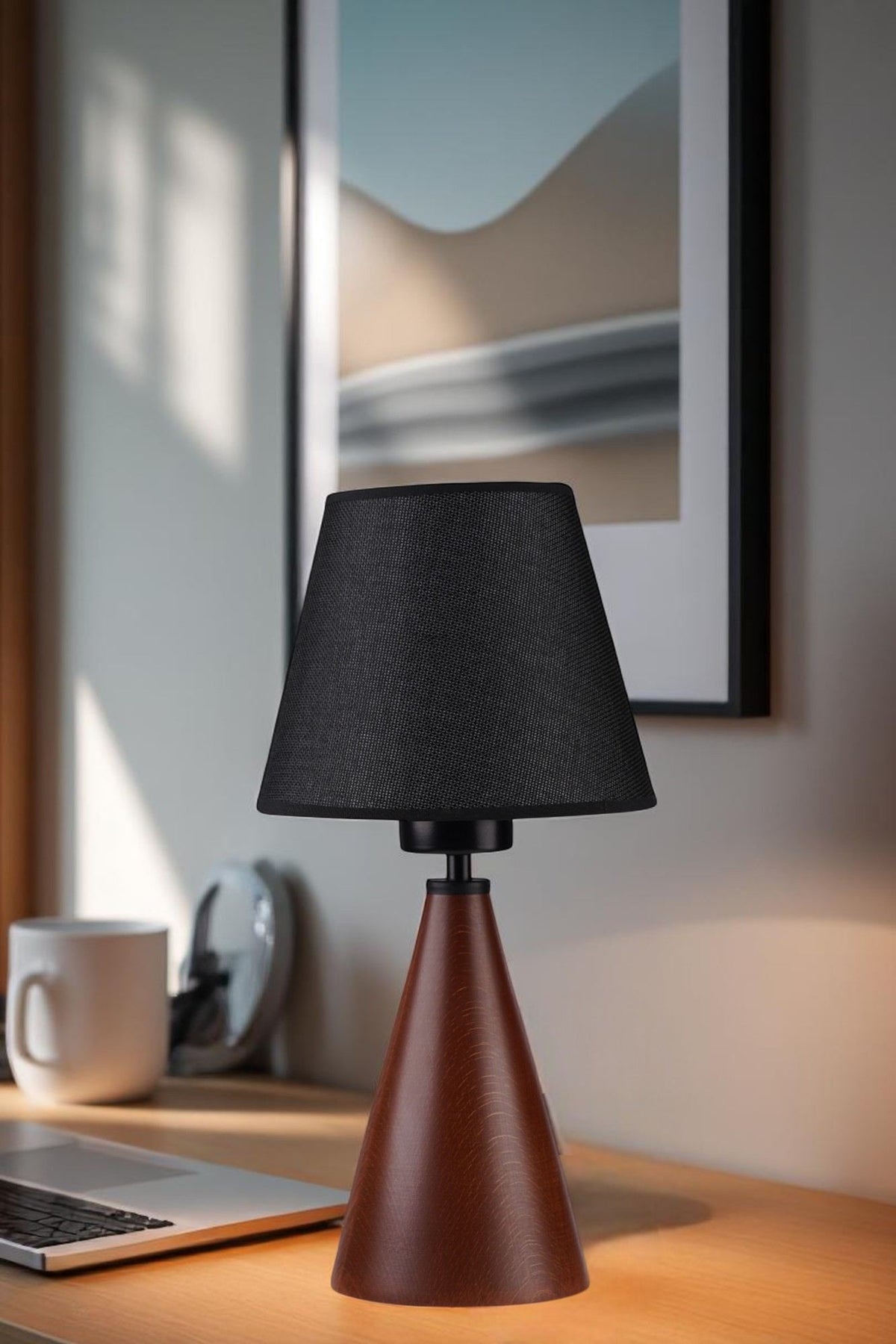 Stolna lampa 804, crna, orah