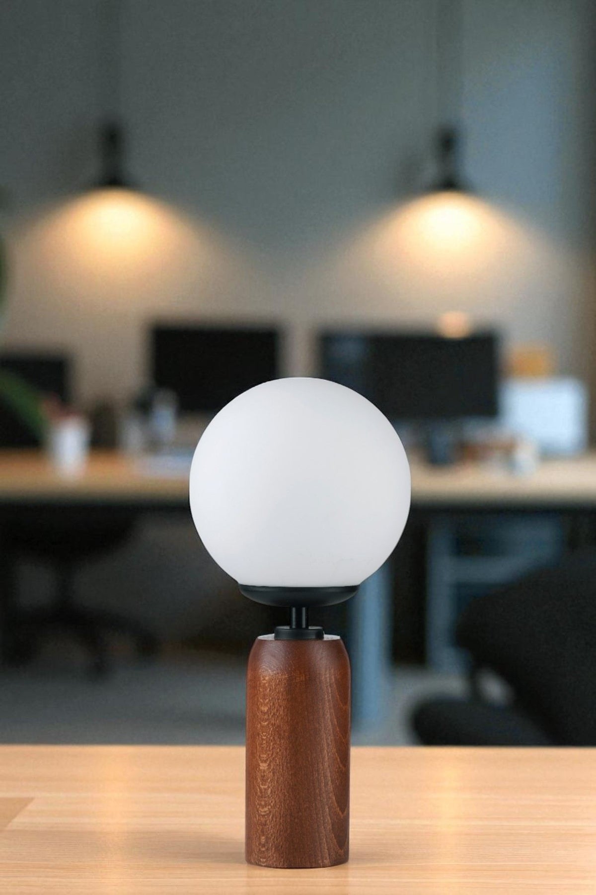 Stolna lampa 859, bijela, crna, orah