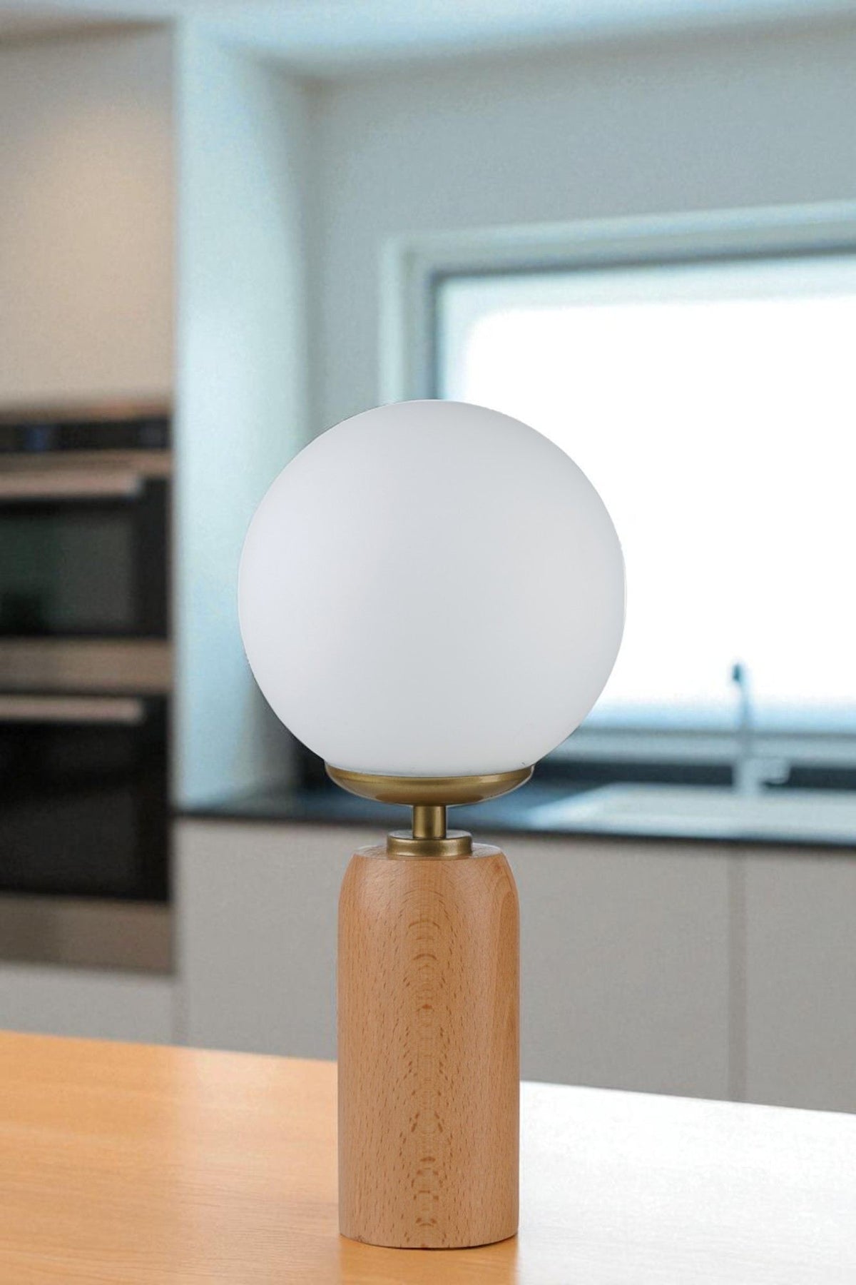 Stolna lampa 873, bijela, zlatna, hrast