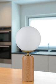 Stolna lampa 873, bijela, zlatna, hrast
