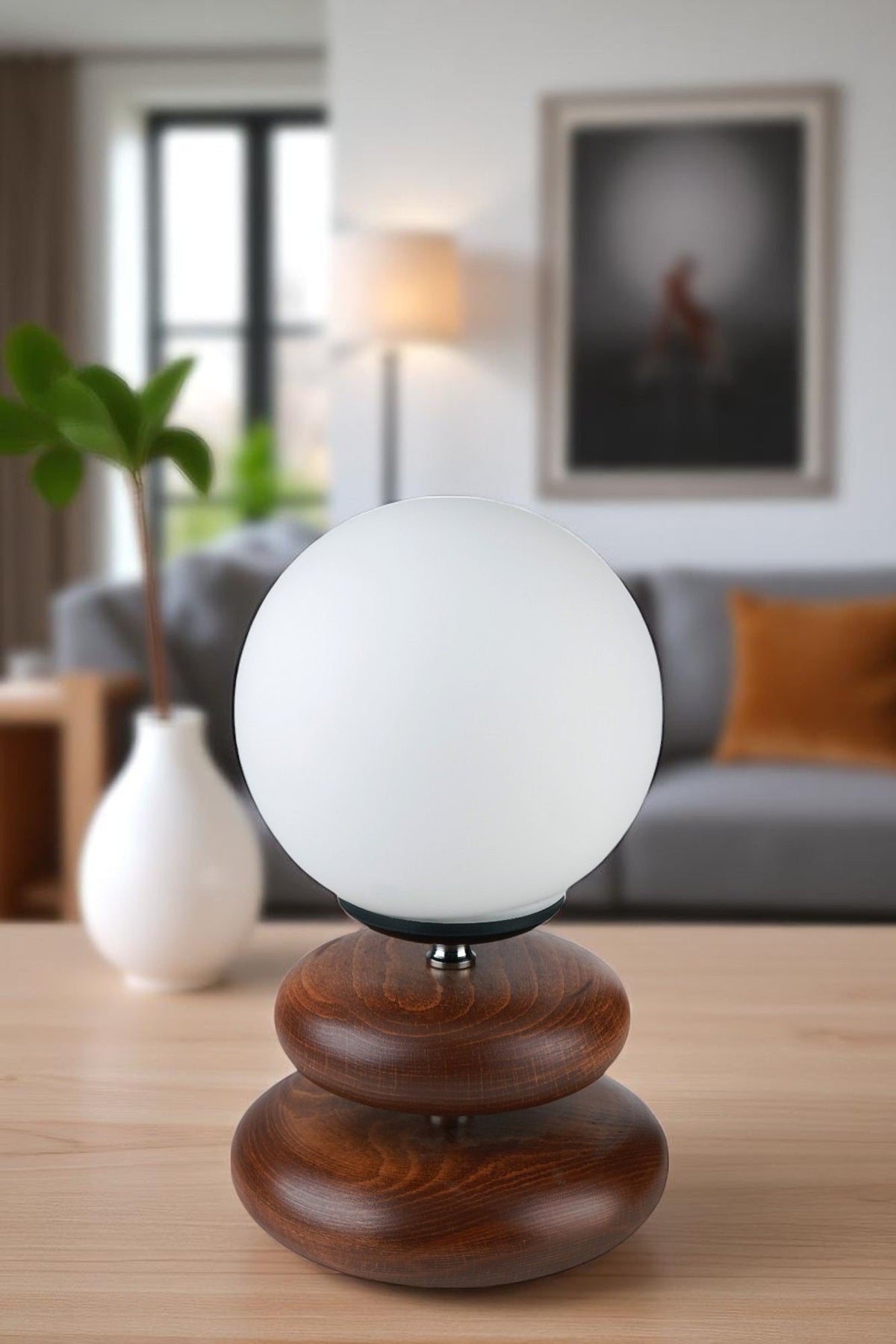 Stolna Lampa 910, Bijela, Orah