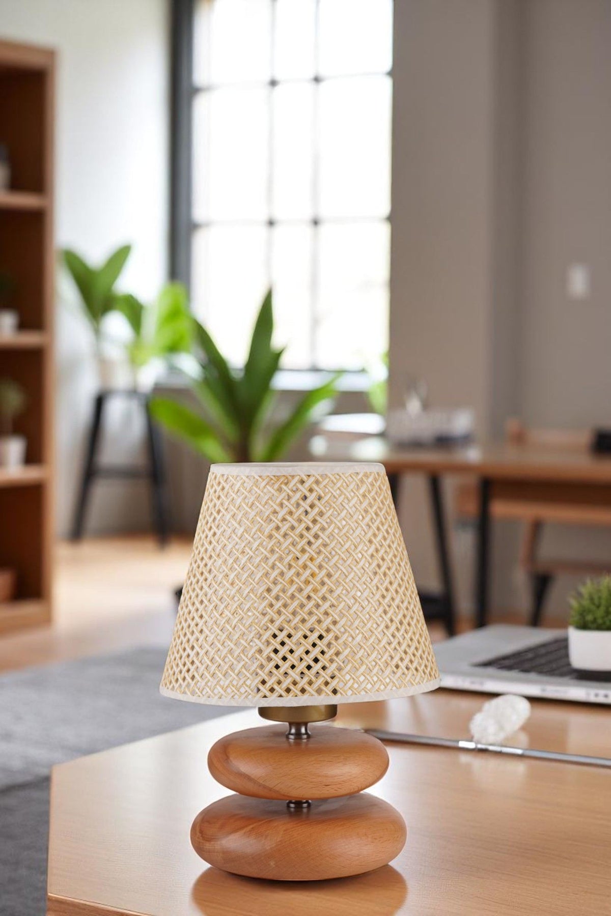 Stolna lampa 941, bež, hrast