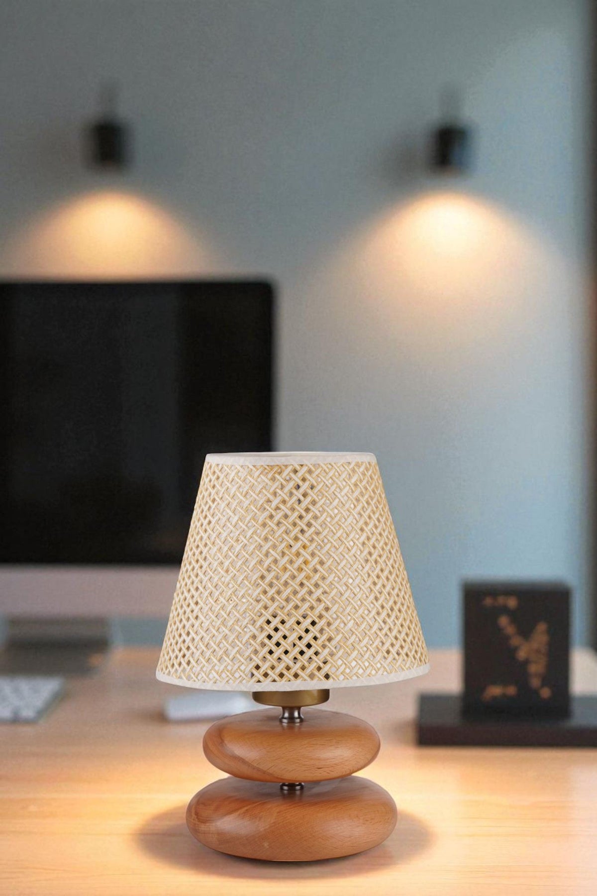 Stolna lampa 941, bež, hrast