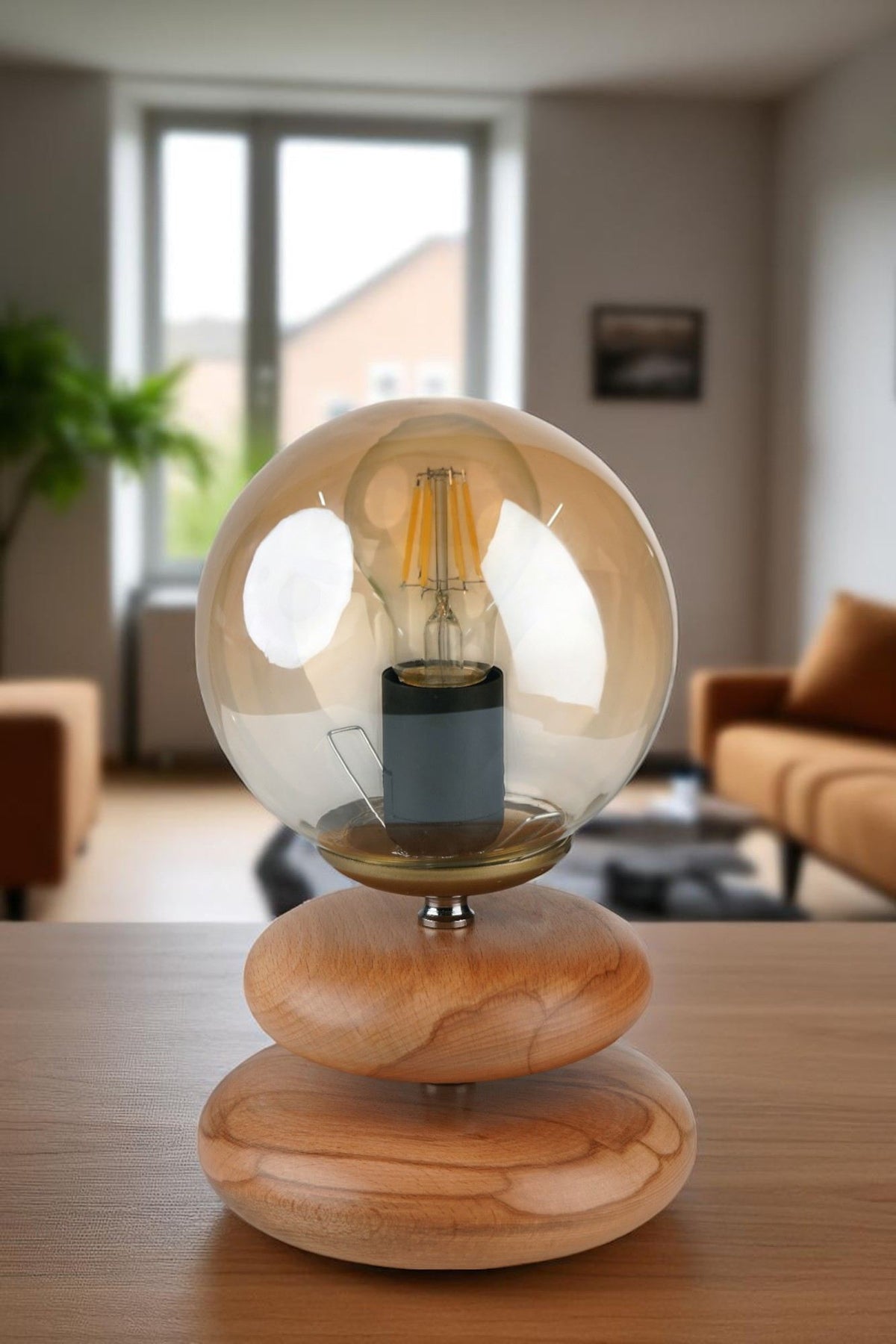 Stolna lampa 965, med, hrast