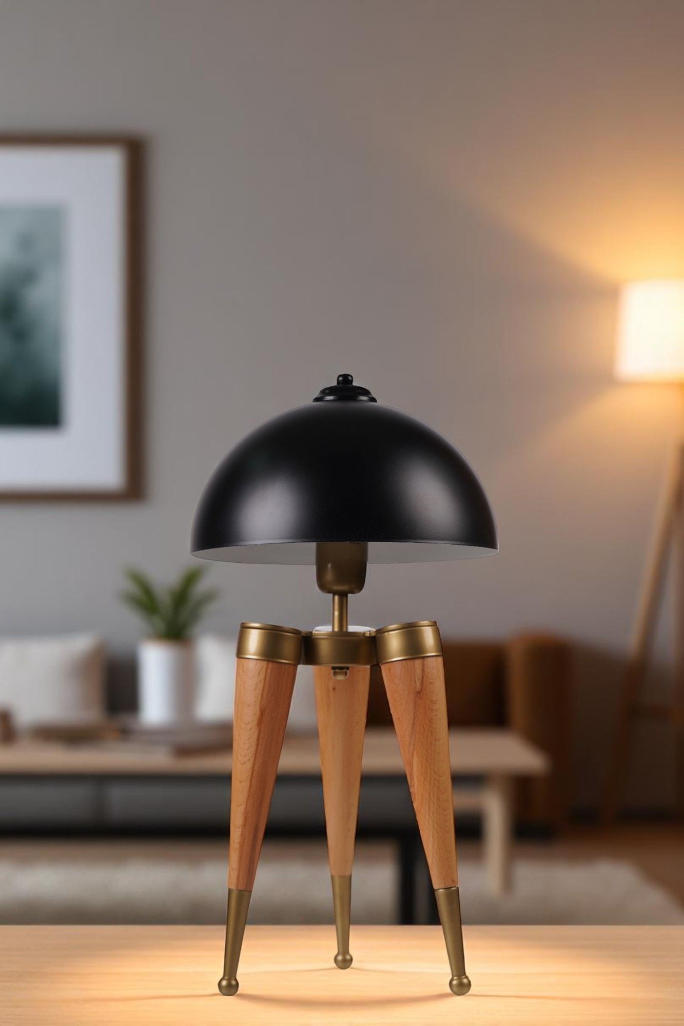 Stolna lampa 996, crna, hrast