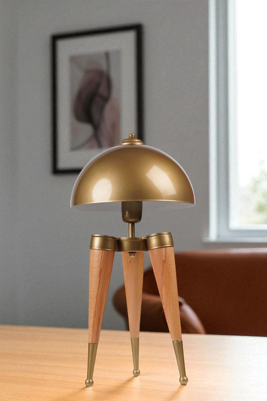 Stolna lampa 009, zlatna, hrast