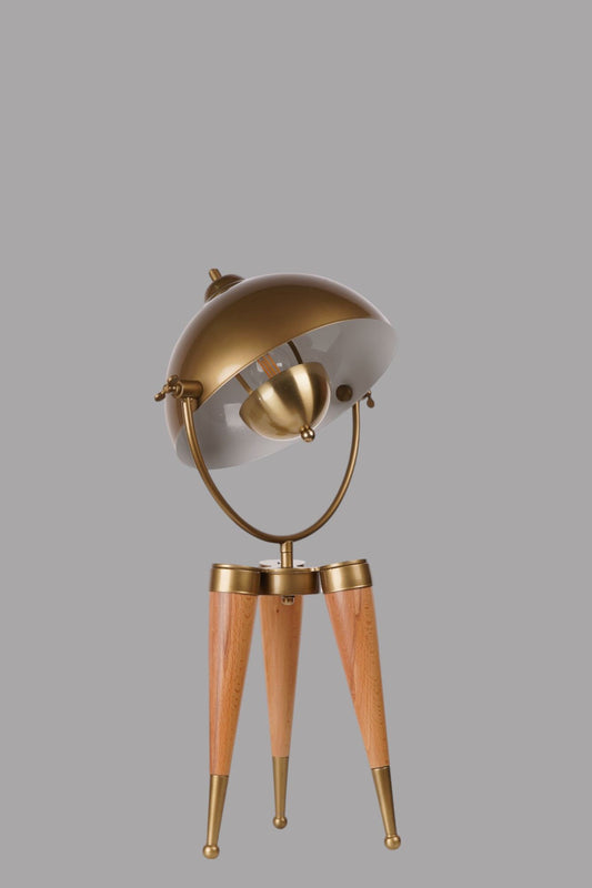 Stolna lampa 023, zlatna, hrast