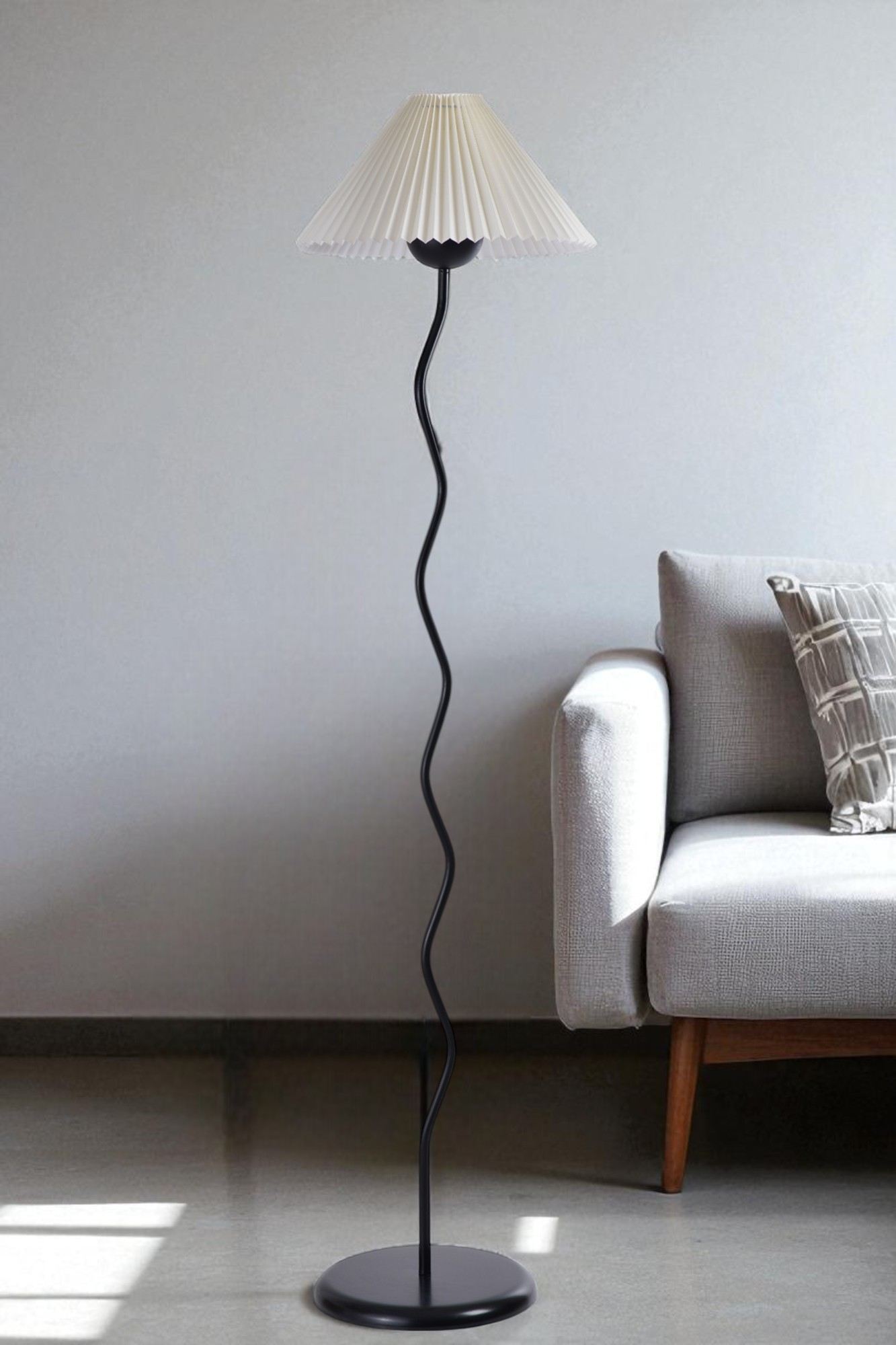 Podna lampa 638, bijela, crna