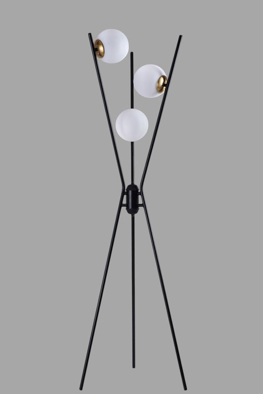Podna lampa 881, crna, zlatna, bijela