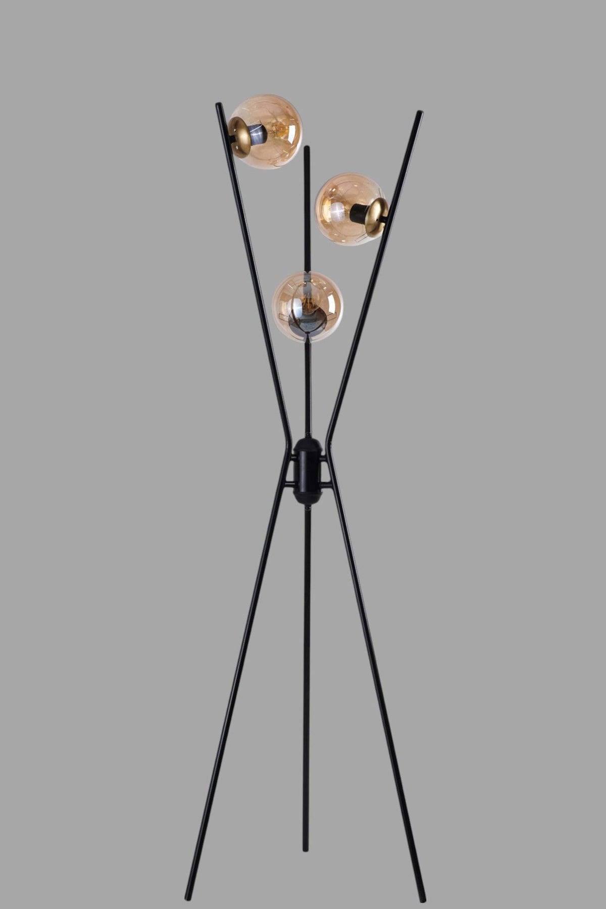 Podna lampa 898, crna, zlatna, med