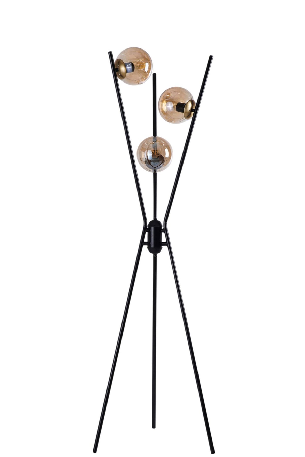 Podna lampa 898, crna, zlatna, med