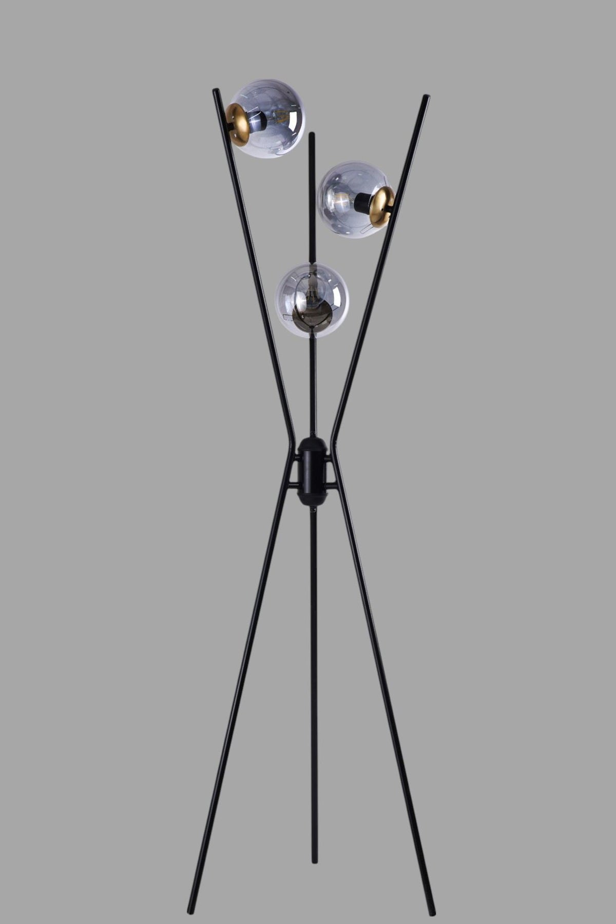 Podna lampa 904, crna, zlatna, siva