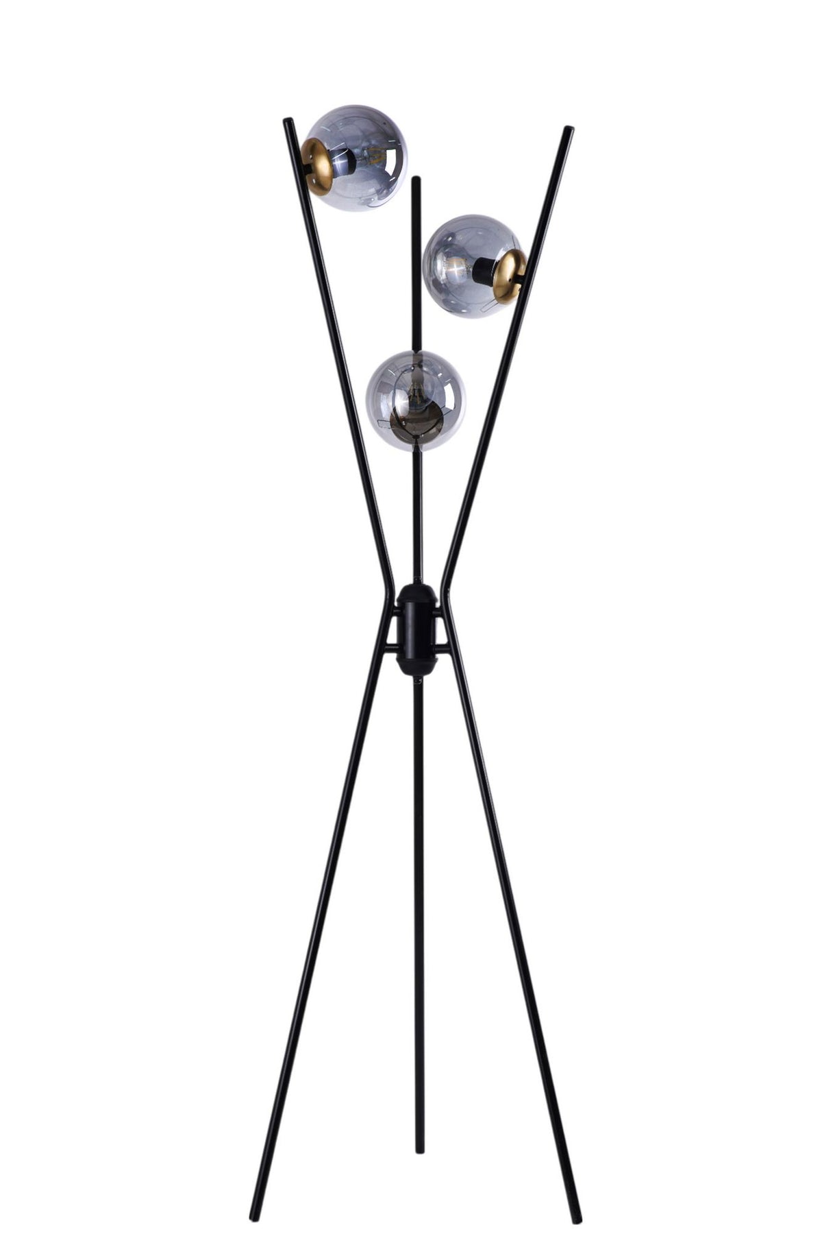 Podna lampa 904, crna, zlatna, siva