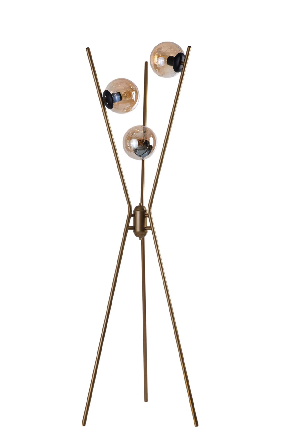Podna lampa 911, zlatna, crna, med