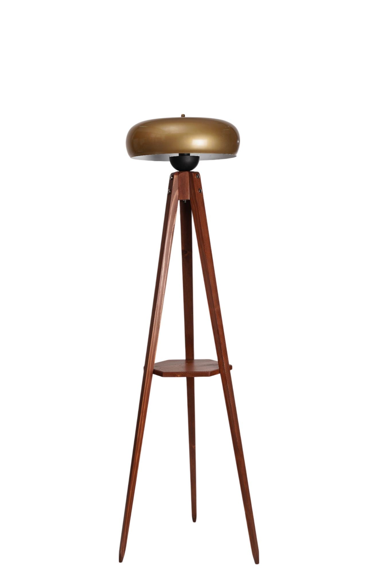 Podna lampa 275, zlatna, orah