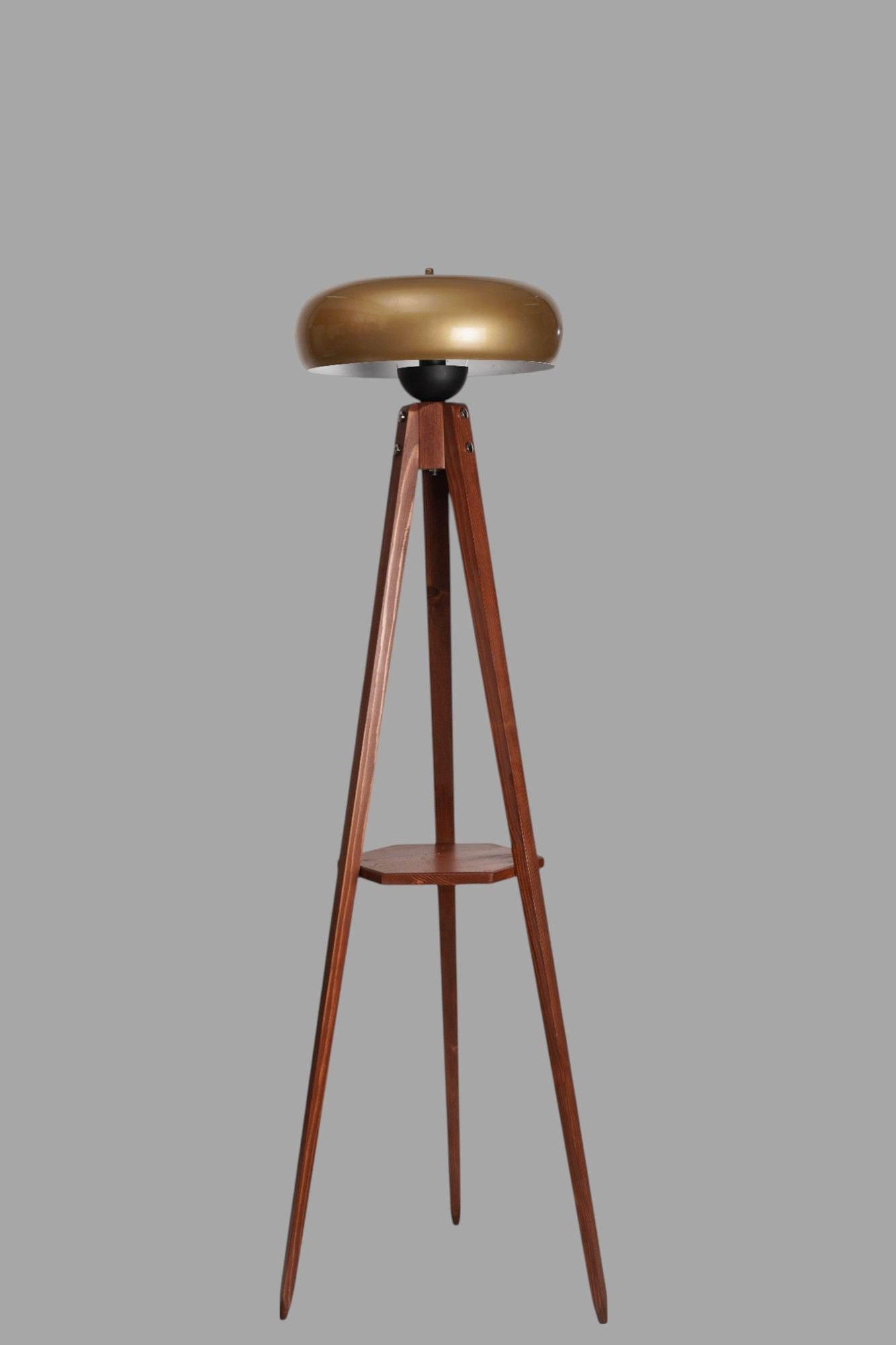 Podna lampa 275, zlatna, orah