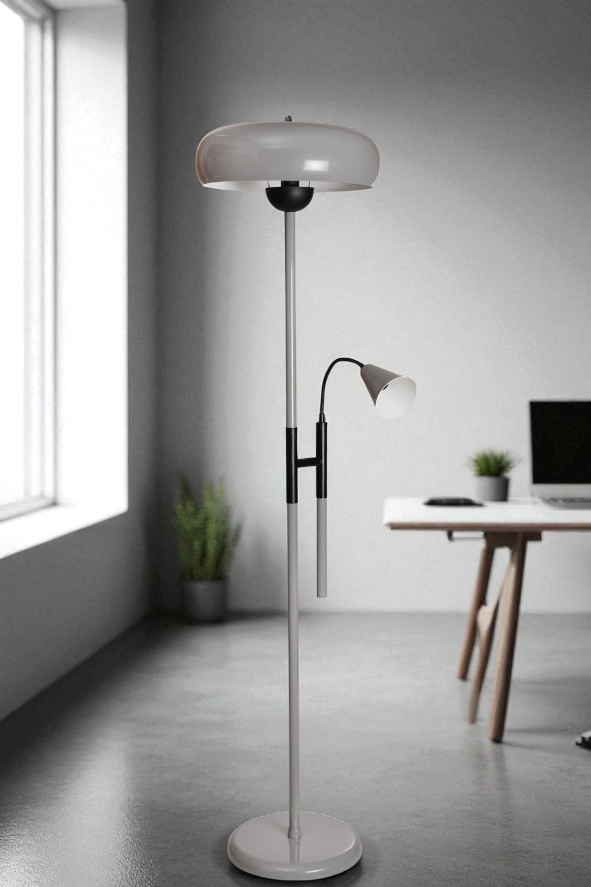 Podna lampa 749, siva, crna