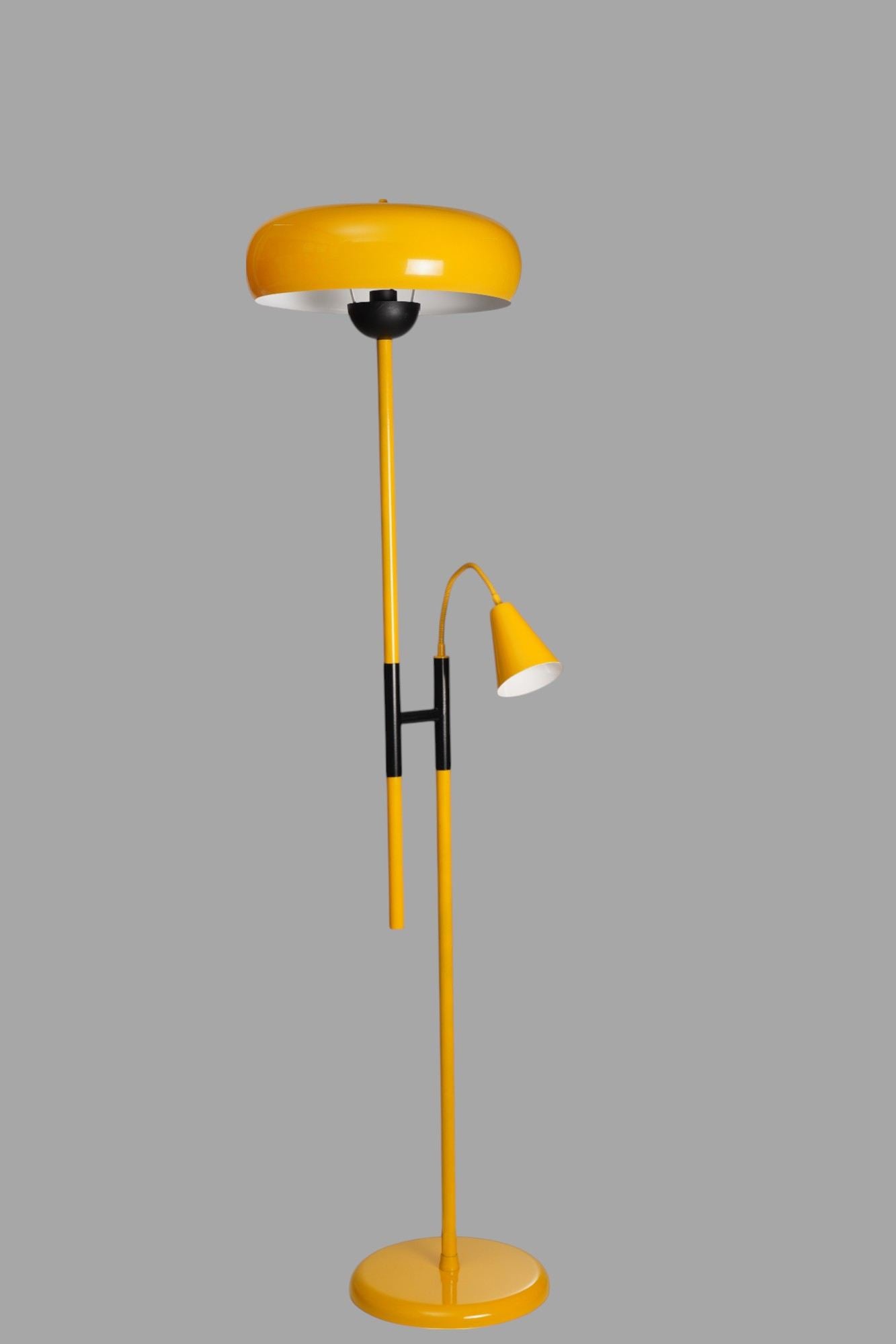 Podna lampa 763, senf boja, crna