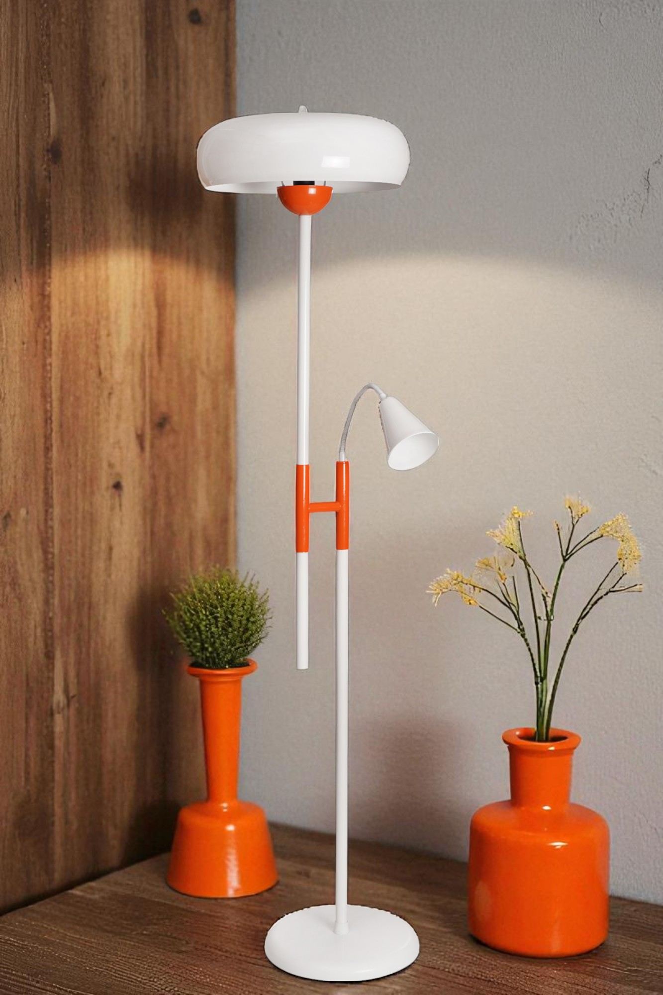 Podna lampa 794, bijela, narančasta