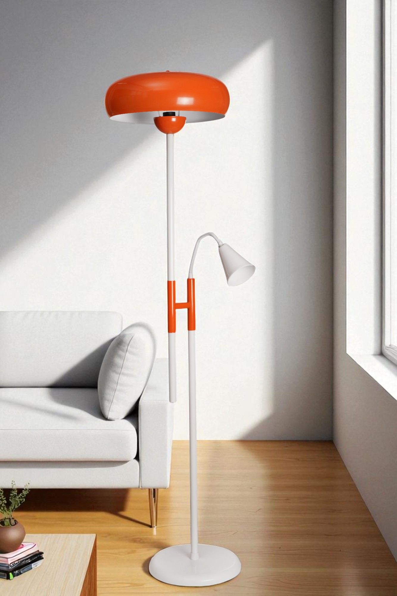 Podna lampa 800, narančasta, bijela