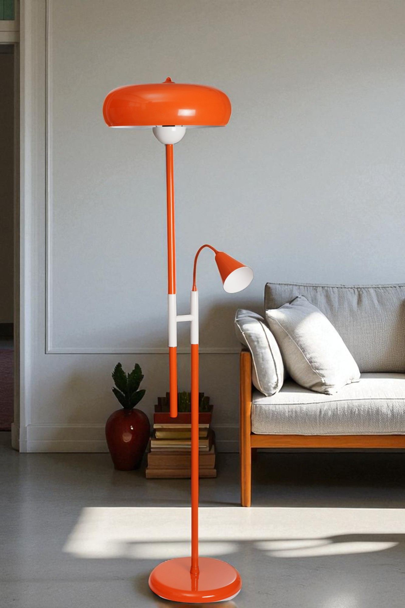 Podna lampa 817, narančasta, bijela