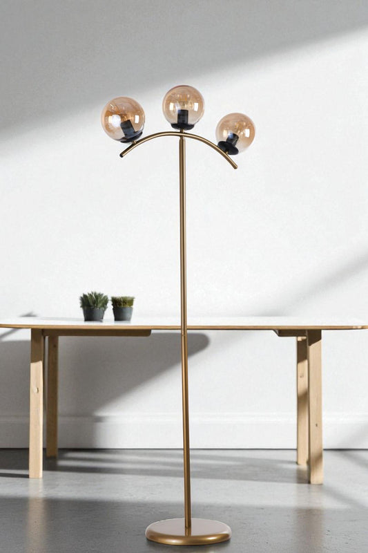 Podna lampa 879, med, zlatna