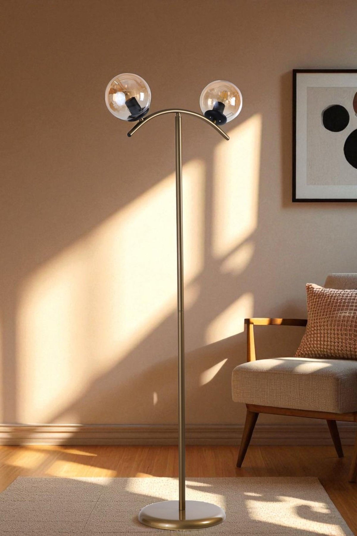 Podna lampa 916, med, zlatna
