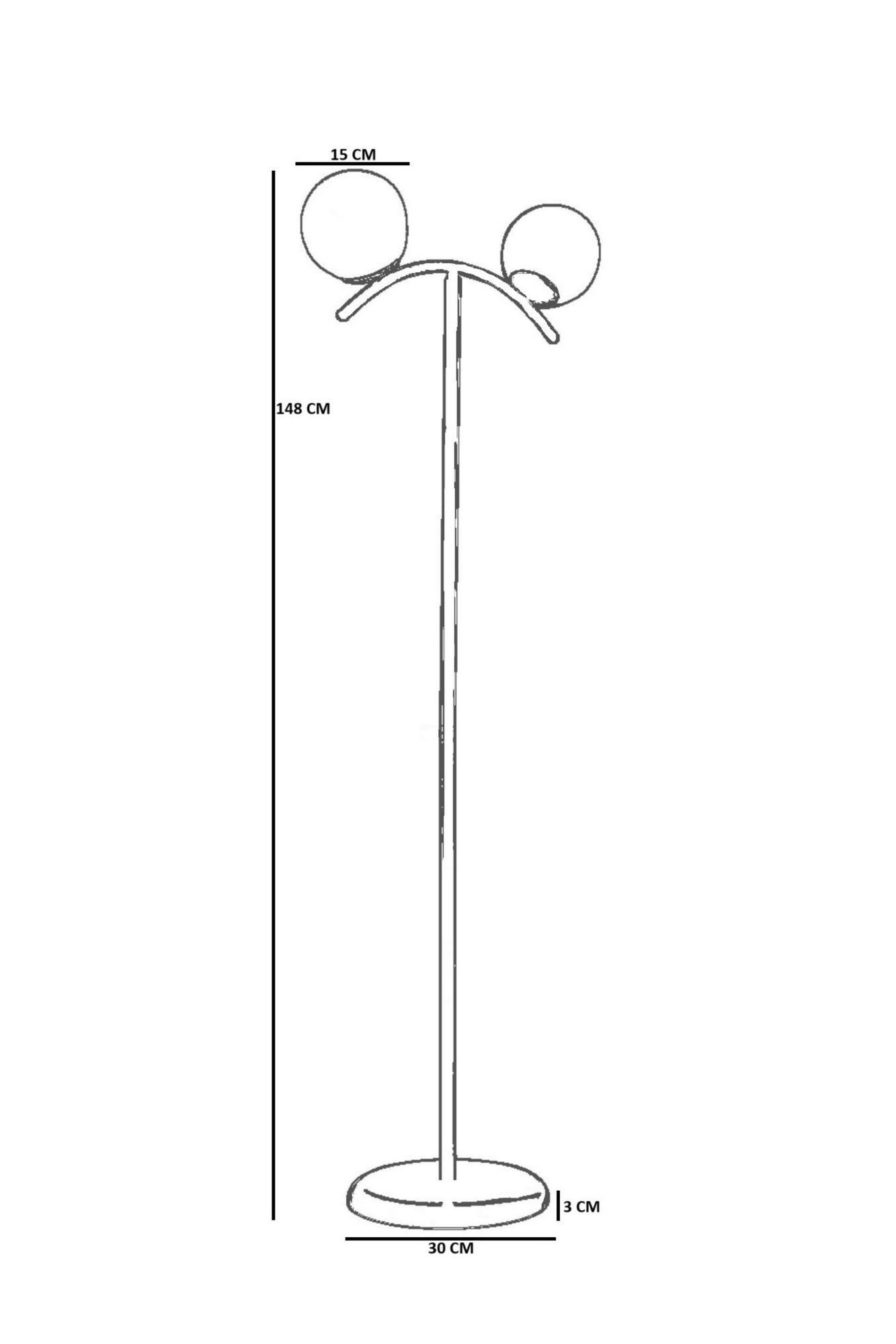 Podna lampa 923, bijela, crna