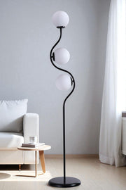 Podna lampa 947, bijela, crna
