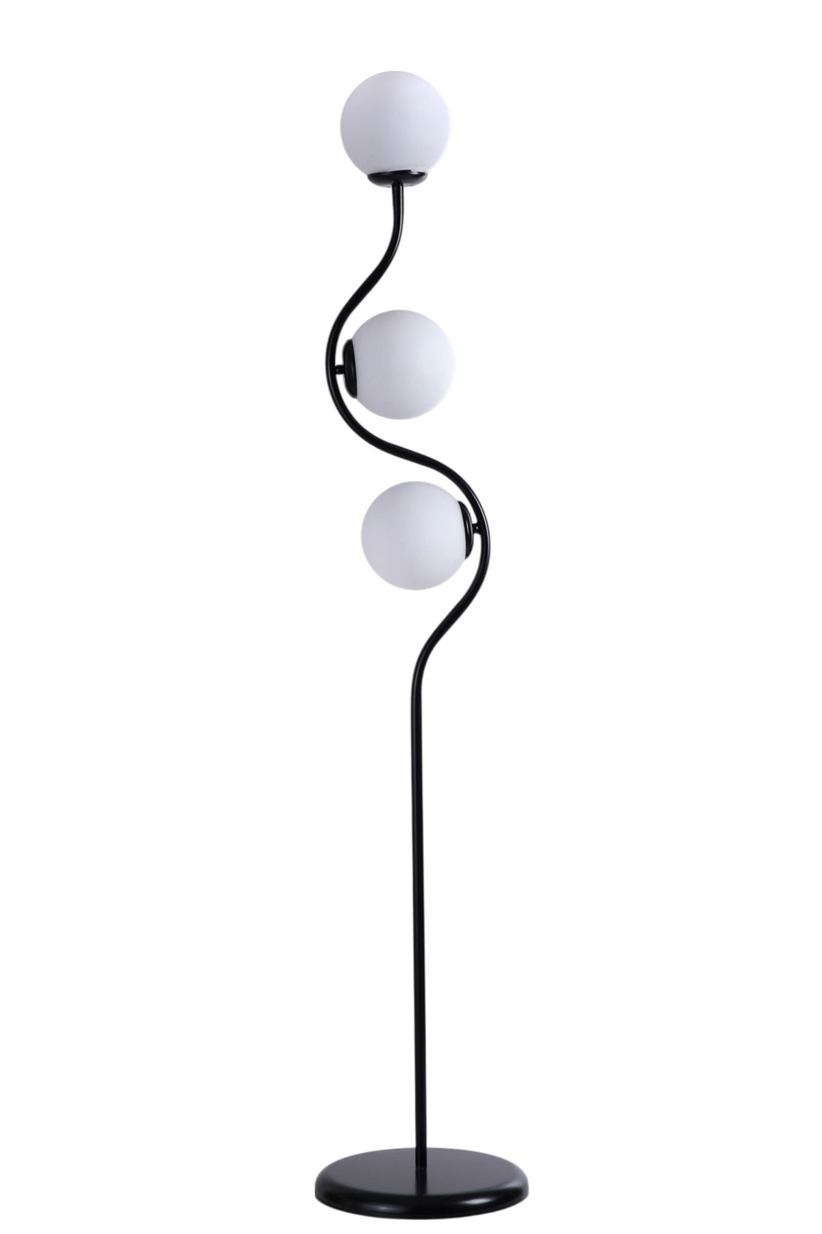 Podna lampa 947, bijela, crna