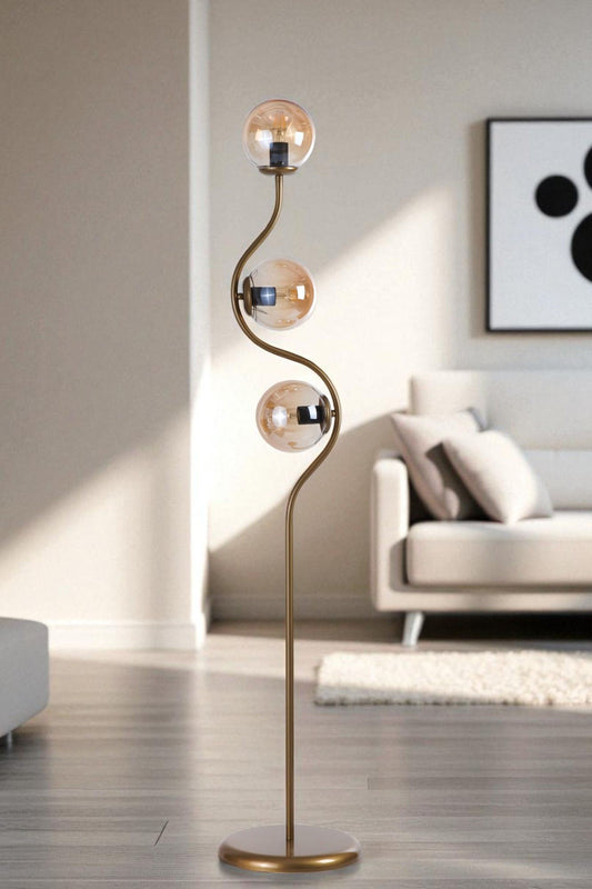 Podna lampa 961, med, zlatna