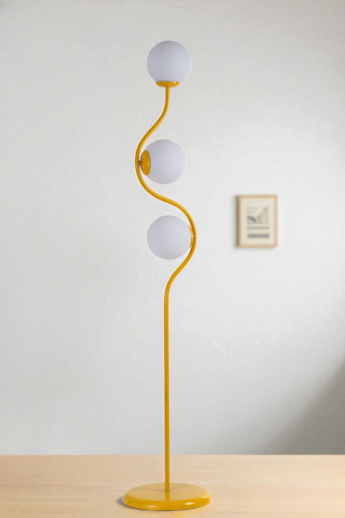 Podna lampa 012, bijela, senf