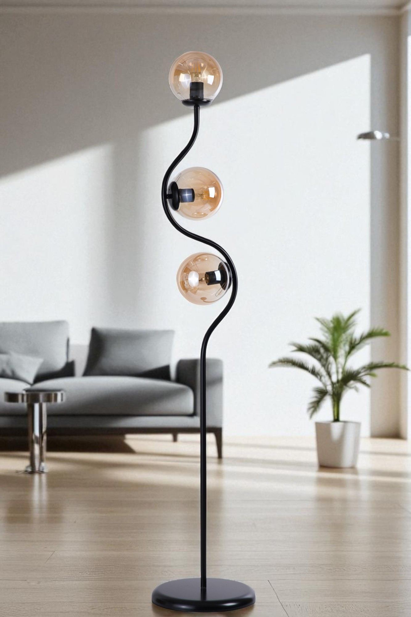 Podna lampa 029, med, crna