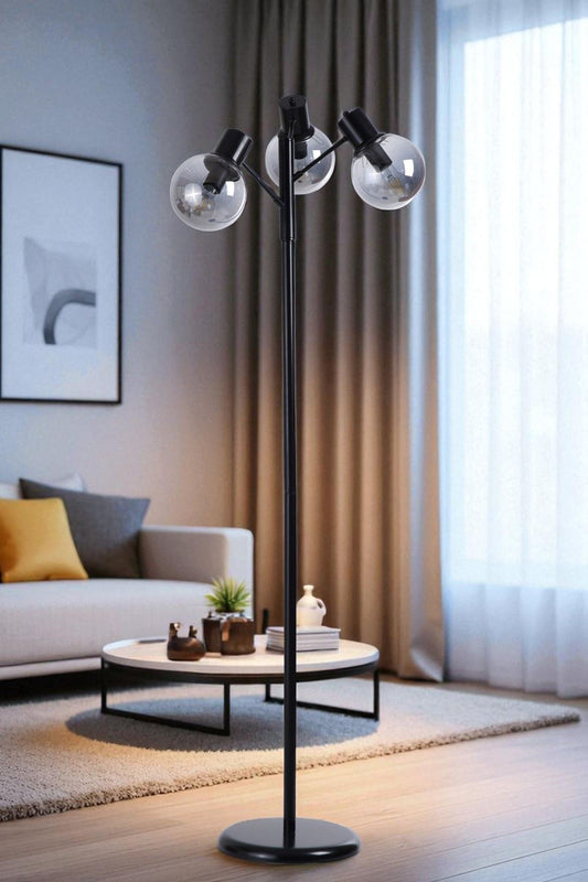 Podna lampa 180, siva, crna