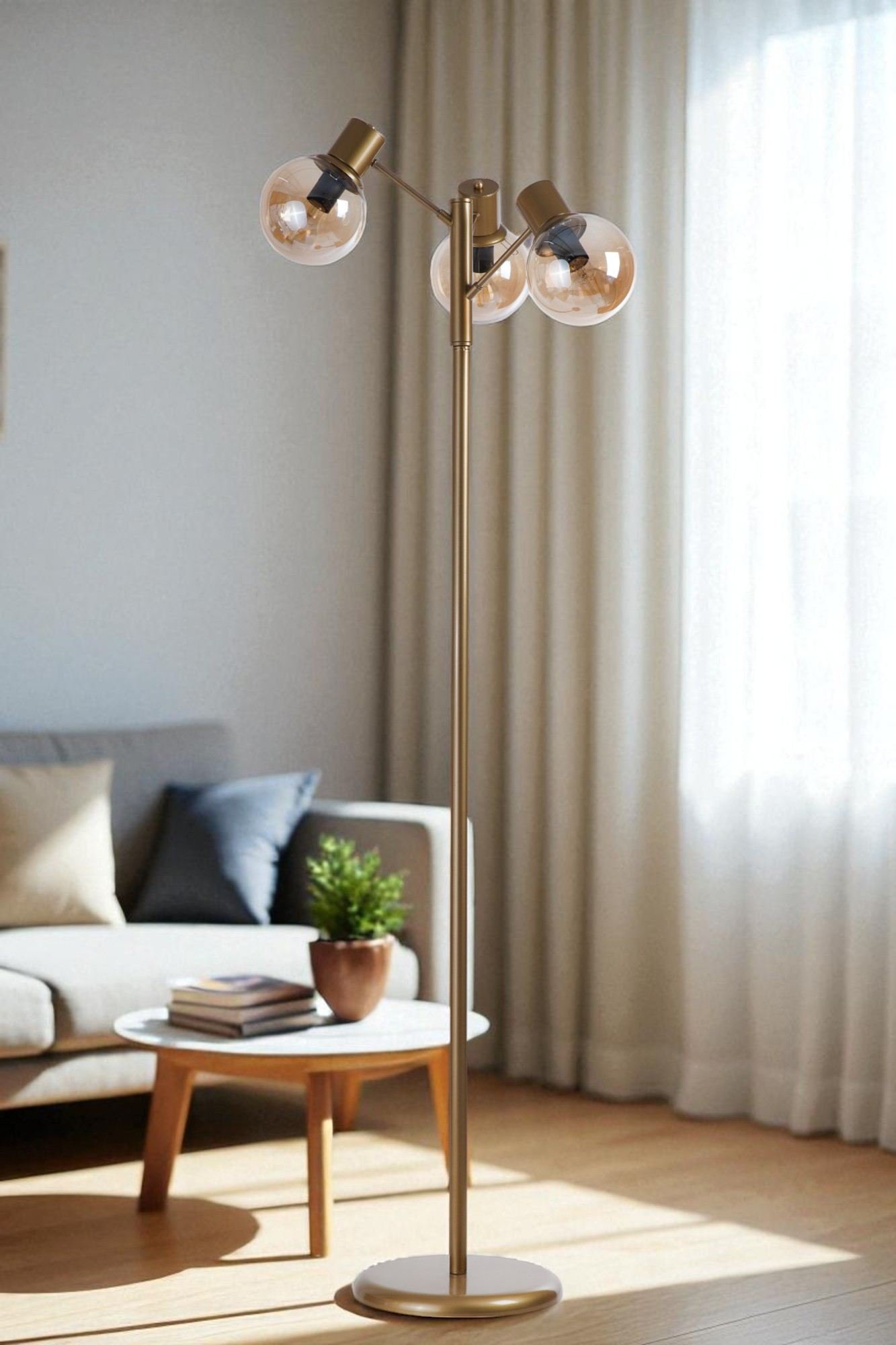 Podna lampa 197, med, zlatna