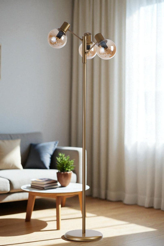 Podna lampa 197, med, zlatna