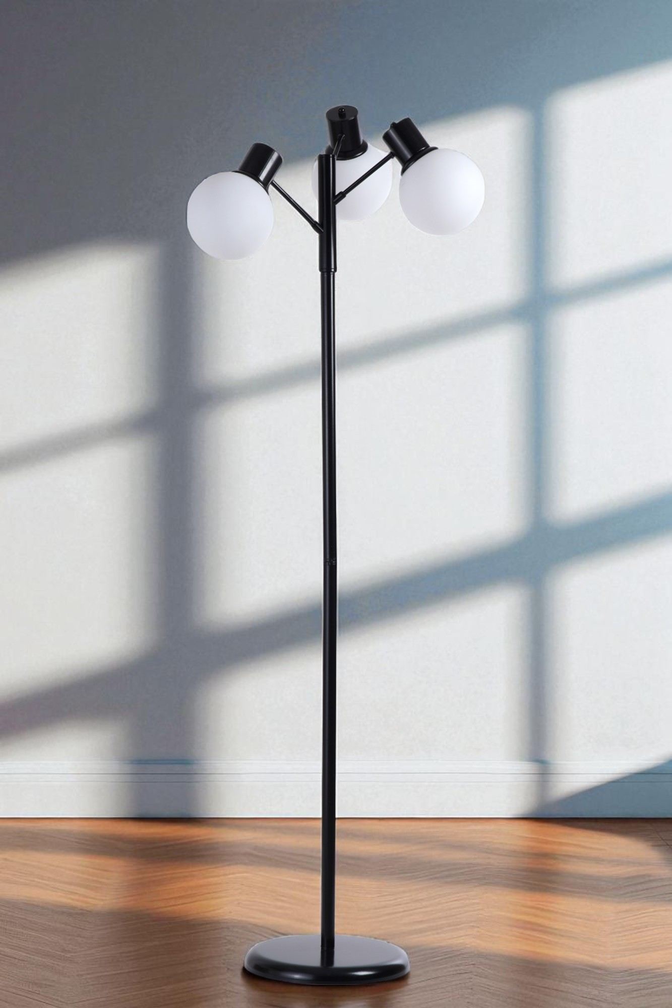 Podna lampa 241, bijela, crna