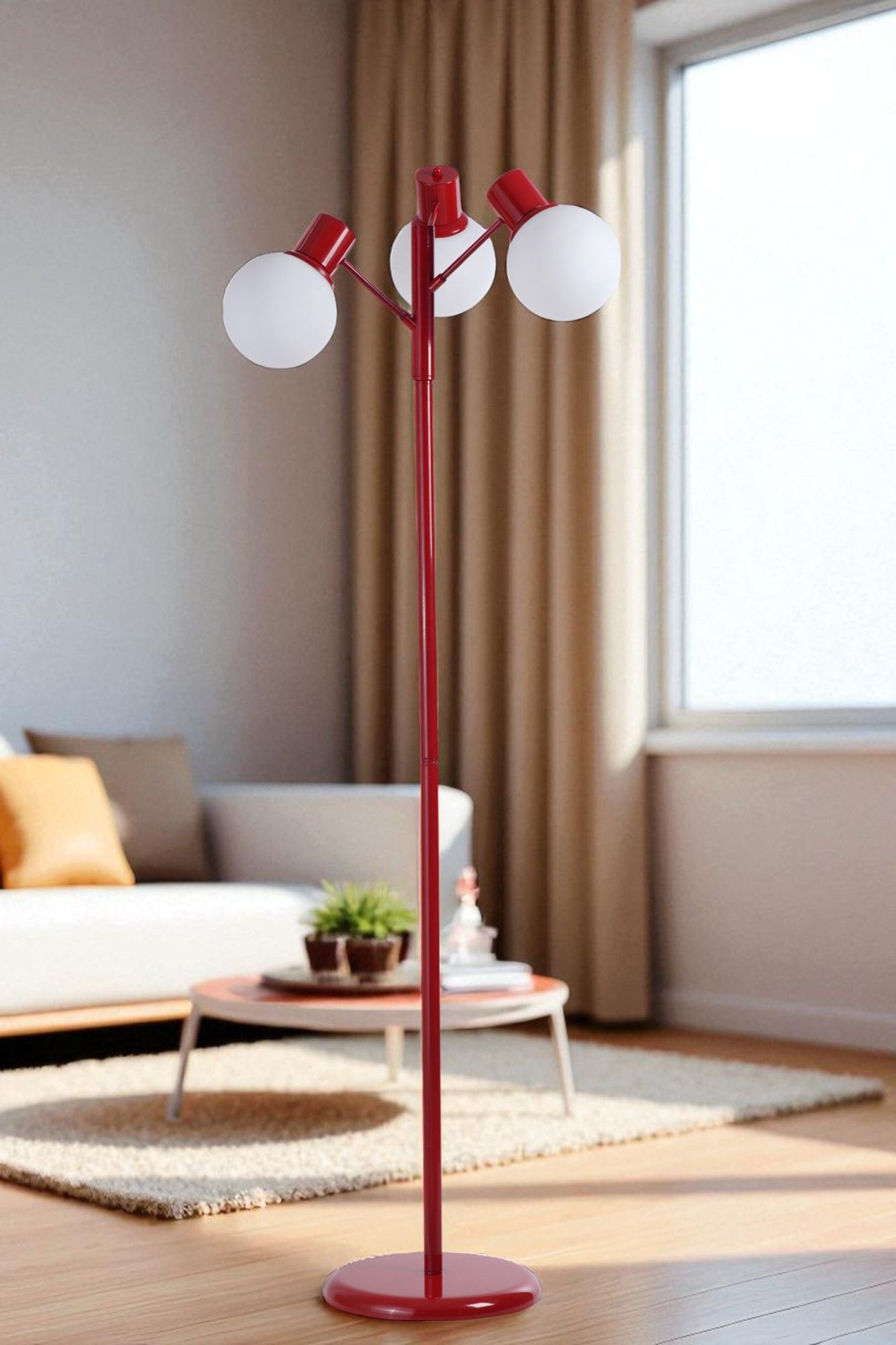 Podna lampa 265, bijela, crvena
