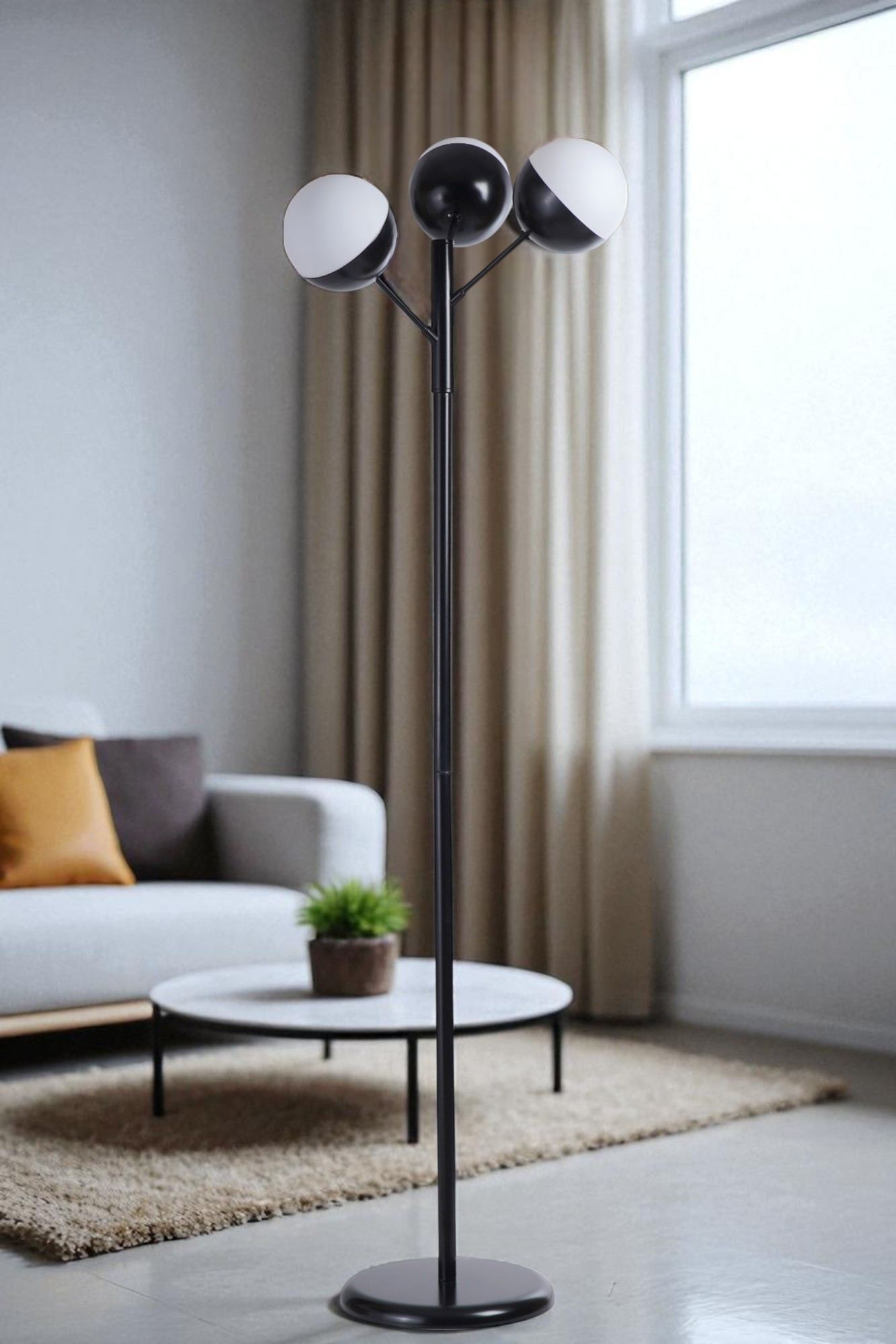 Podna lampa 272, bijela, crna