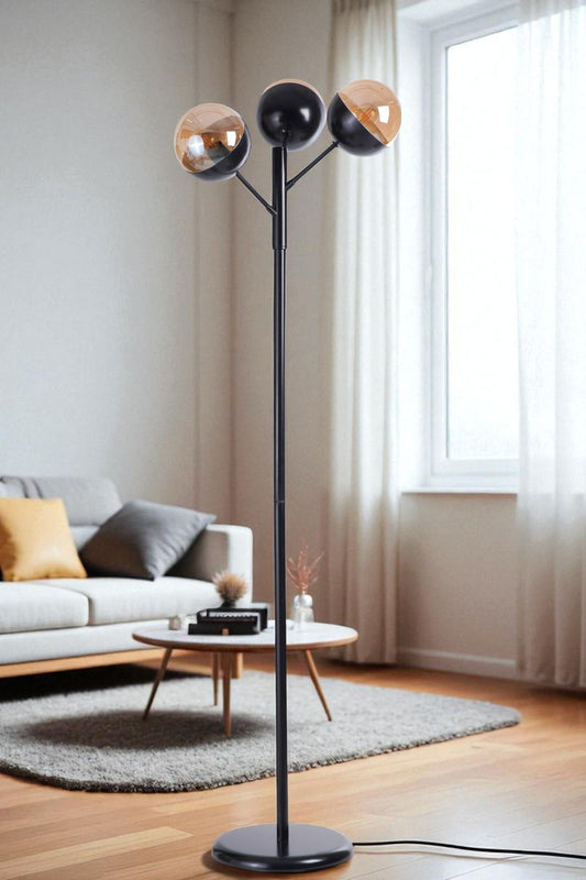 Podna lampa 296, med, crna