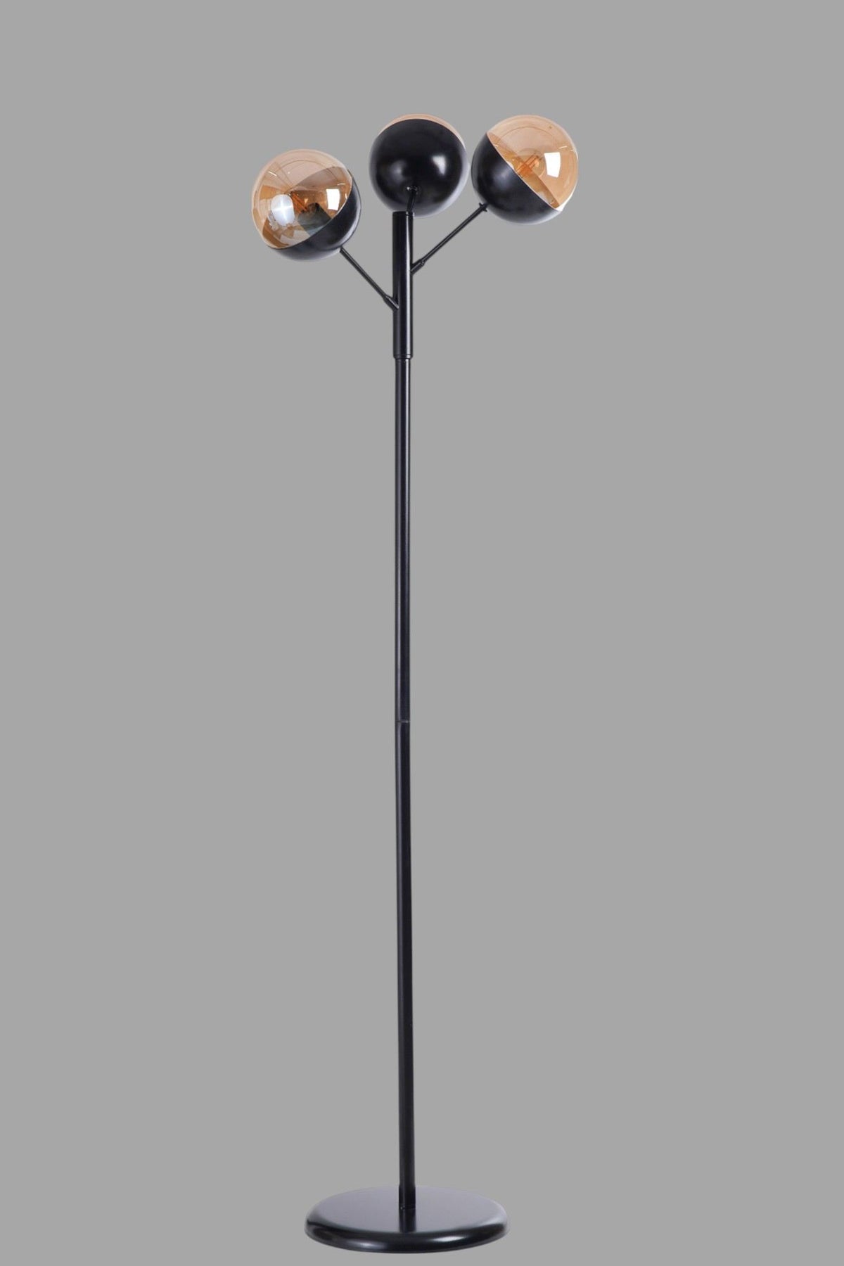 Podna lampa 296, med, crna