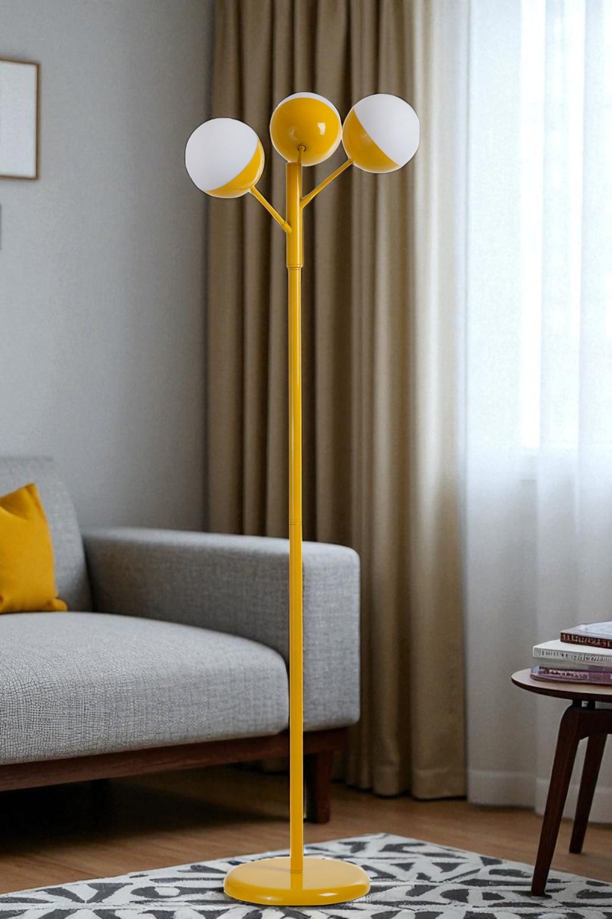 Podna lampa 340, bijela, senf