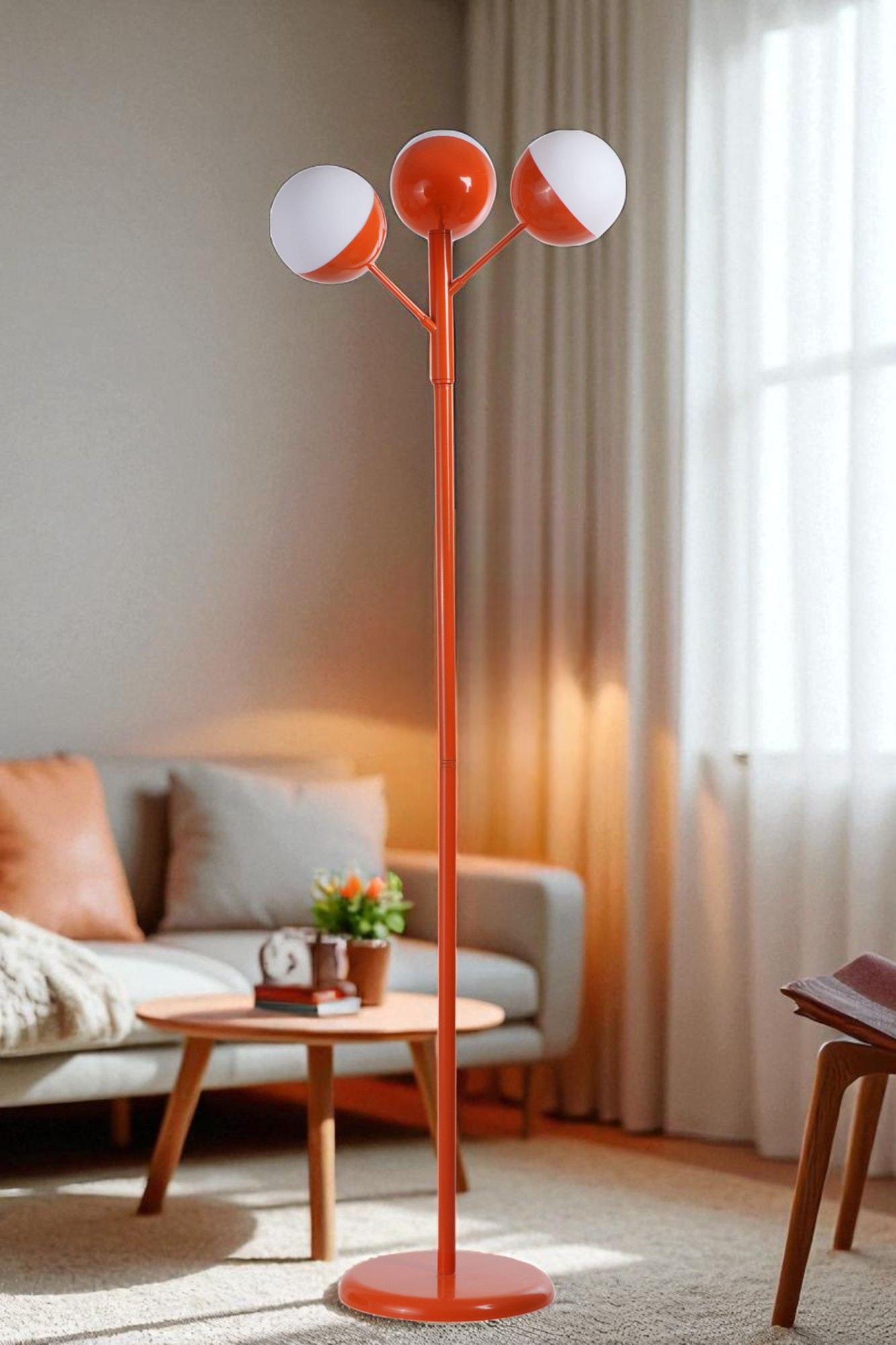 Podna lampa 364, bijela, narančasta