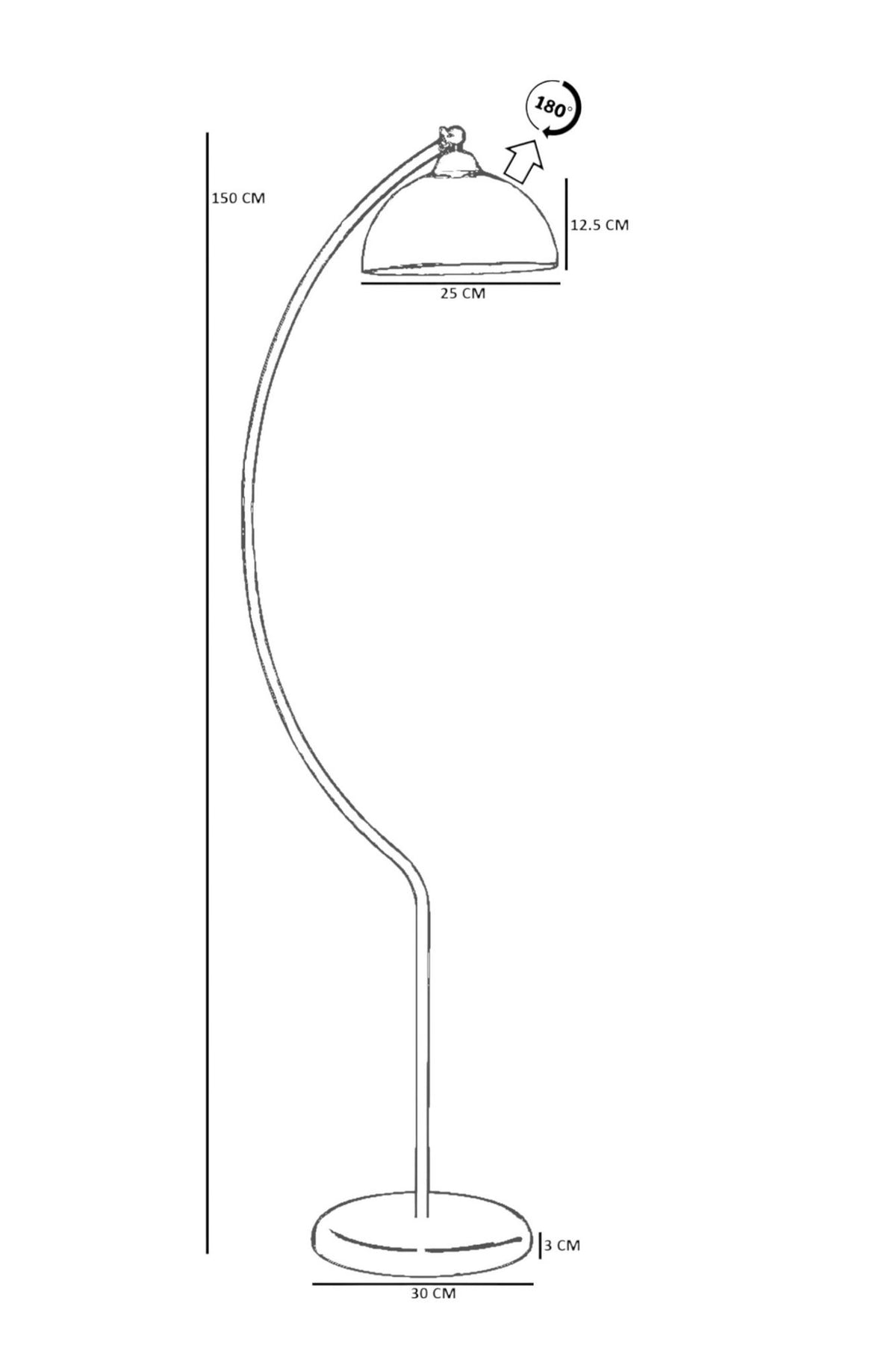 Podna lampa 487, crna