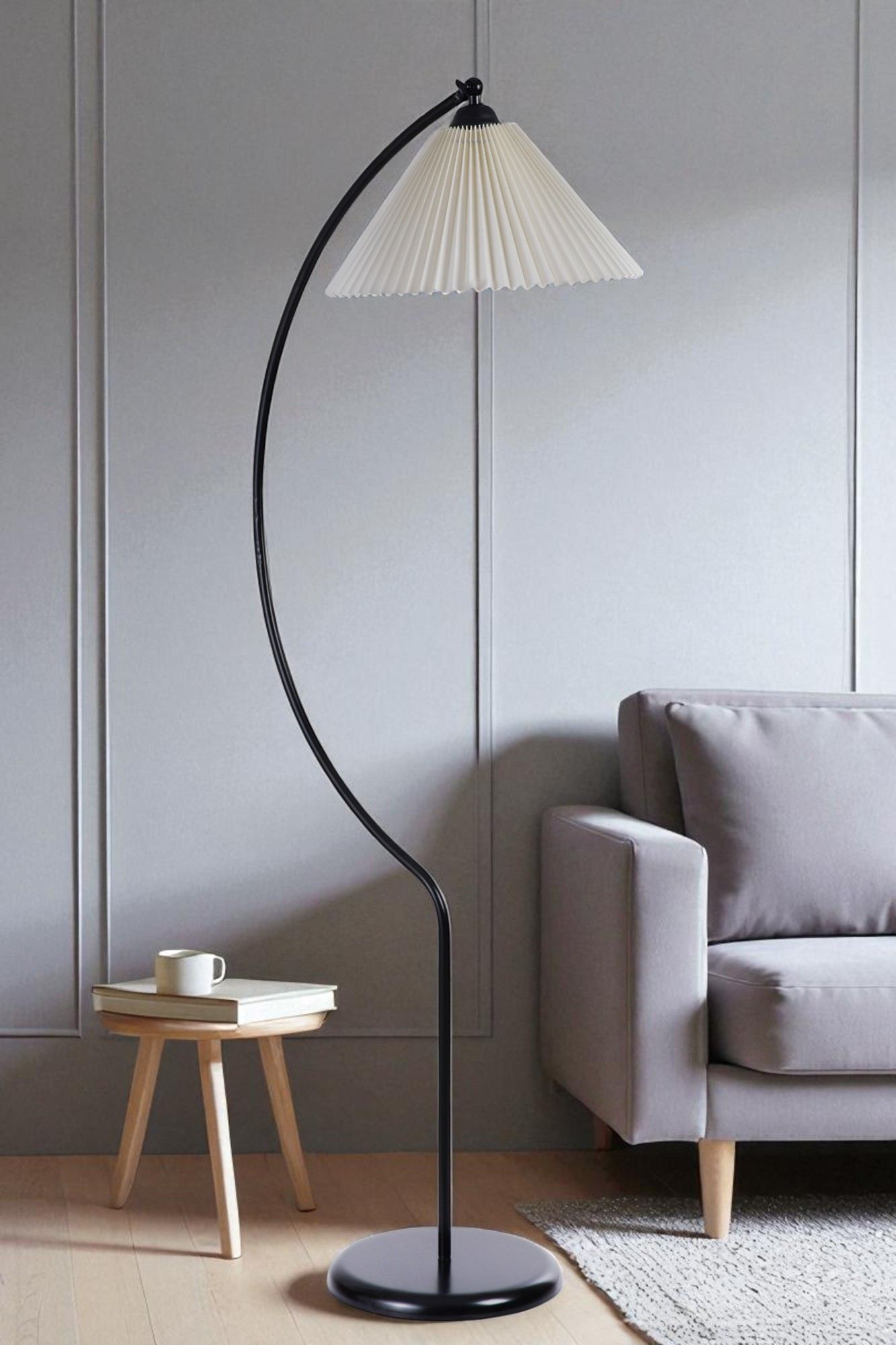 Podna lampa 548, krem, crna