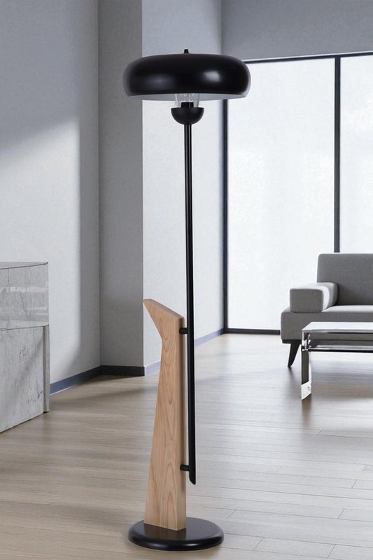 Podna lampa 630, crna, hrast