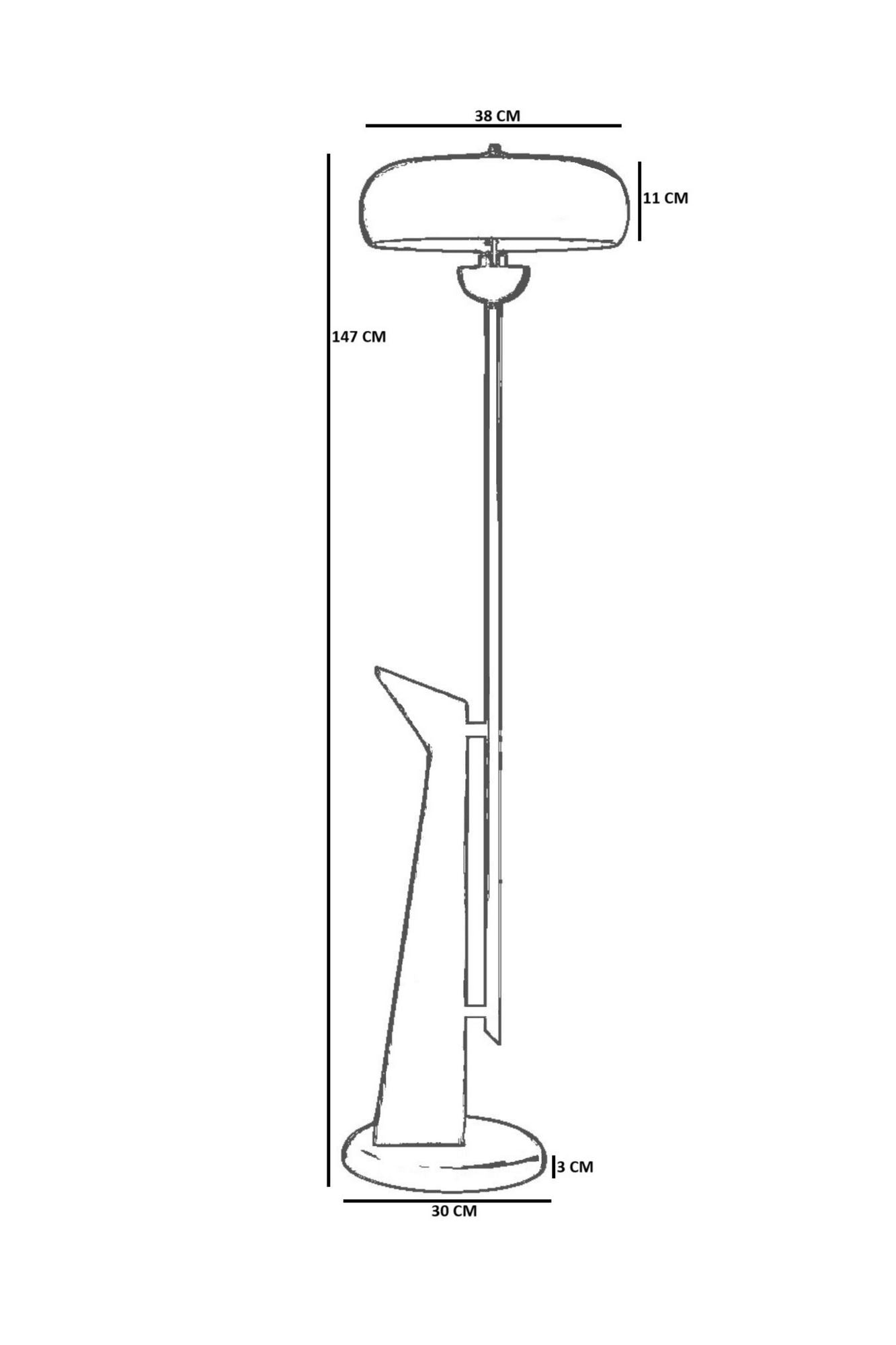 Podna lampa 647, zlatna, crna, hrast
