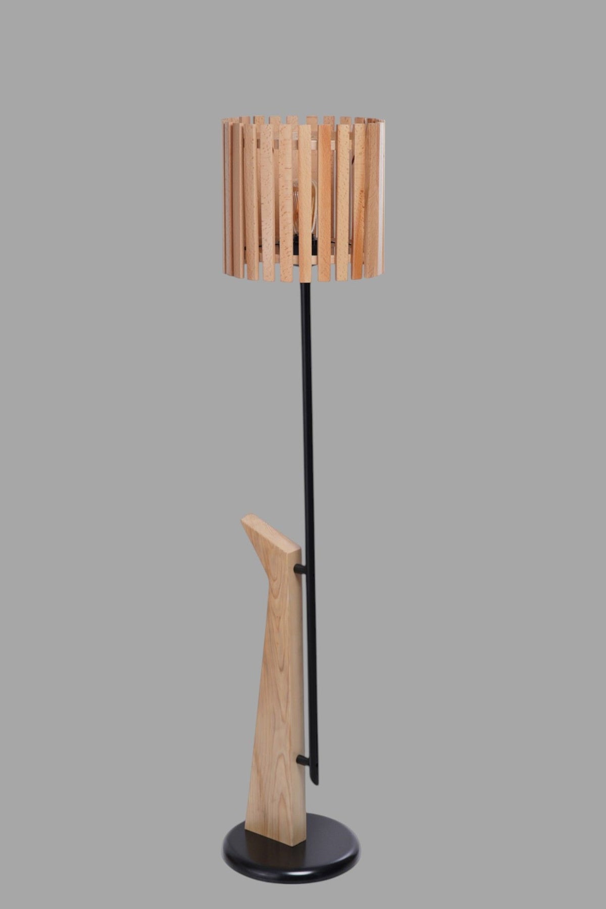 Podna lampa 678, hrast, crna