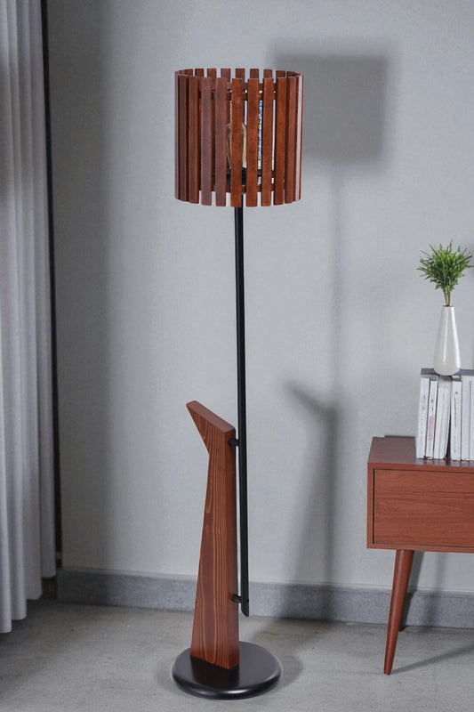 Podna lampa 722, orah, crna